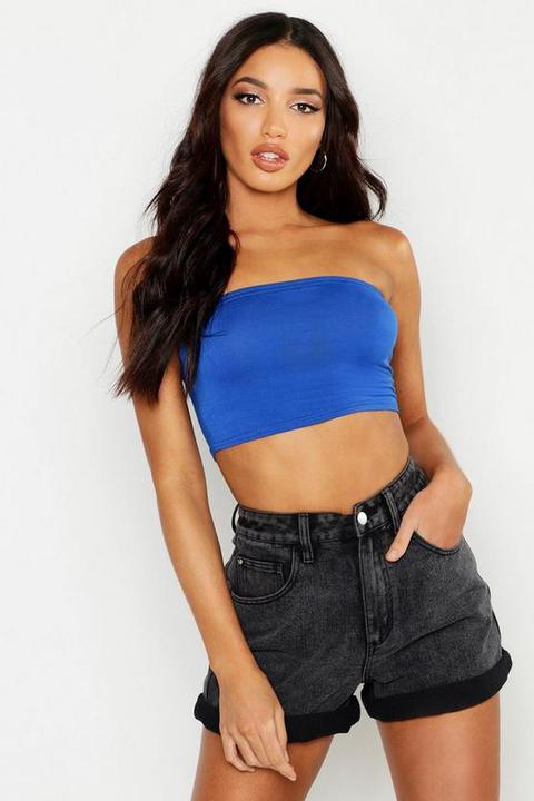 Womens Basic Jersey Bandeau - Blue - 12, Blue