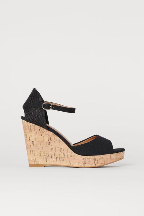 H & M - Sandali Con Zeppa - Nero