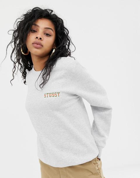 Stussy - Sweat-shirt Avec Logo Sur Le Devant - Gris