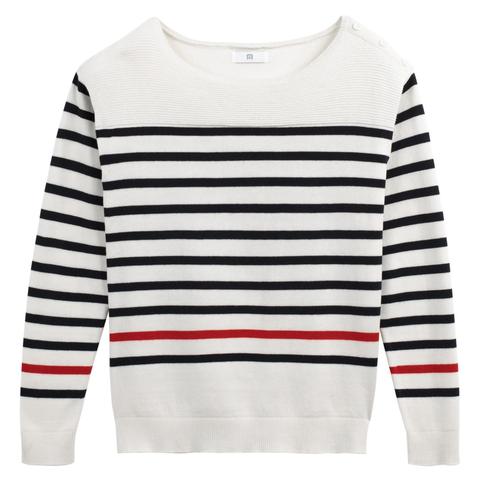 Jersey De Estilo Marinero Con Cuello Redondo Y Manga Larga