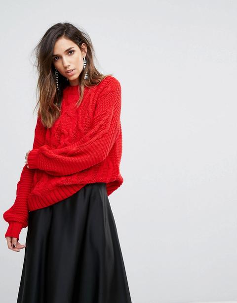 red oversized jumper