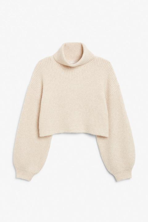 Cropped Turtleneck Knit - White