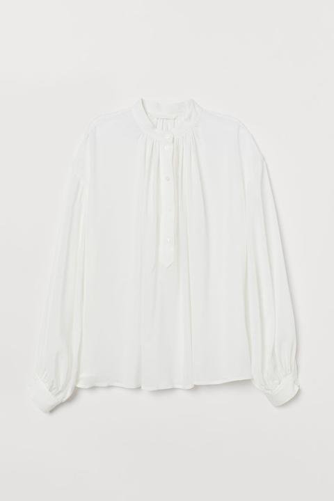 H & M - Camicetta Coreana In Viscosa - Bianco