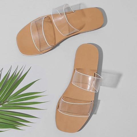 sandales transparentes plates