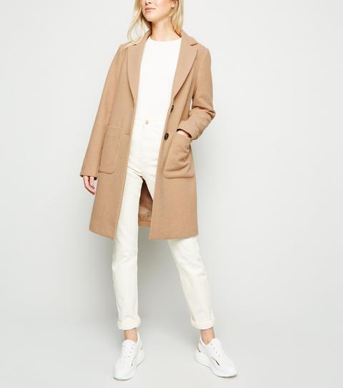 Camel Revere Collar Coat New Look