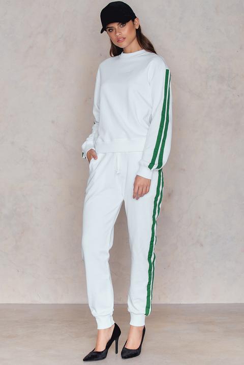 Basic Striped Sweatpants White