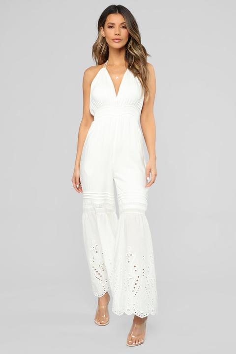 white halter jumpsuit