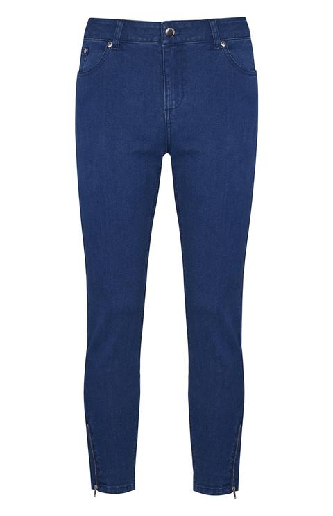 Jeans Tobilleros Azules Con Cremalleras