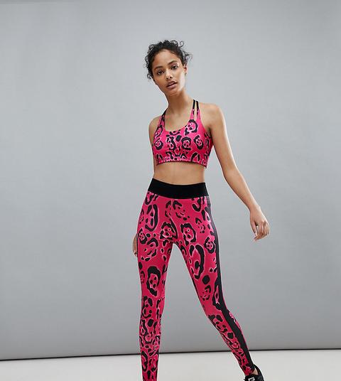 Prettylittlething Leopard Print Gym Legging - Pink