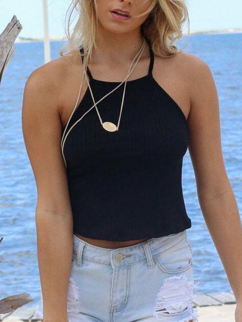 Black Square Neck Cami Top