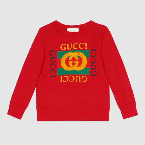 Felpa Con Stampa Logo Vintage Gucci