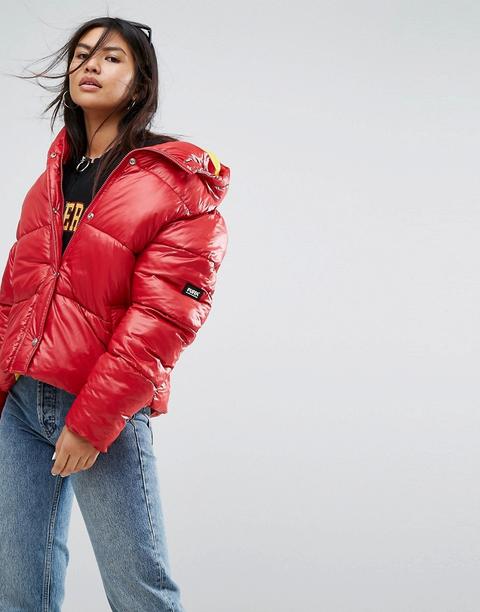 Puffa - Giacca Oversize Con Cappuccio - Rosso