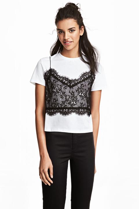 T-shirt With A Lace Cami