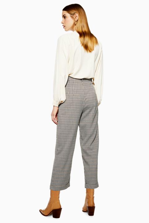 TOPSHOP Brown Mixed Check Slouch Trousers | Lyst