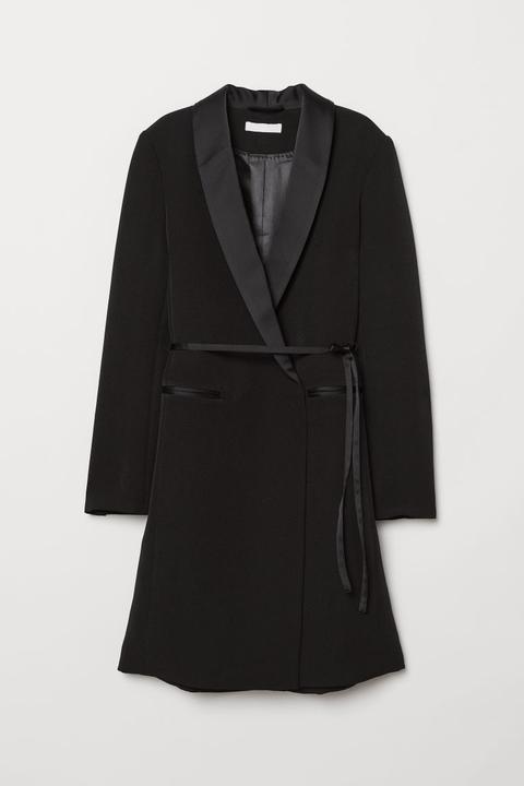 H & M - Cappotto Con Collo Smoking - Nero