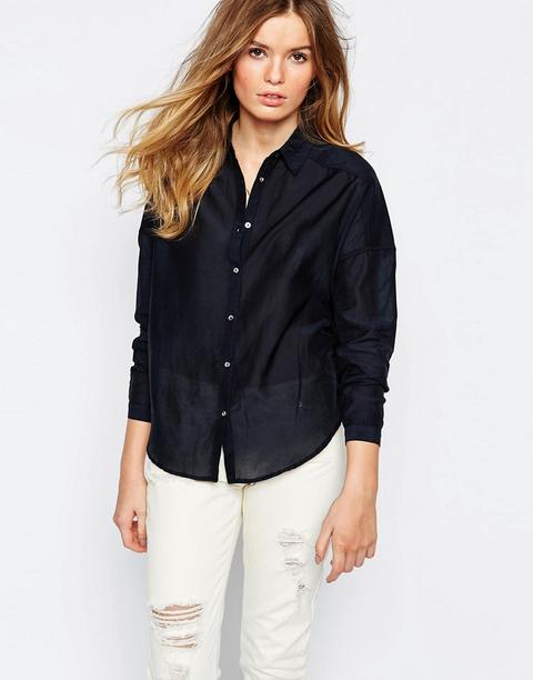 Camisa Negra Con Flecos De Maison Scotch