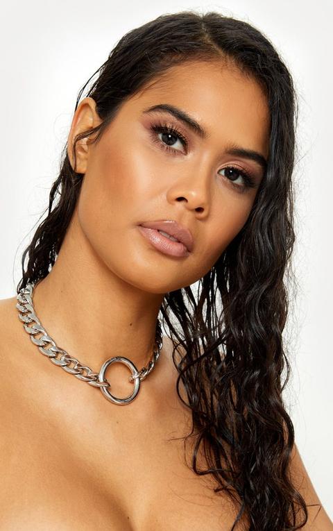 Silver Chunky Chain And Ring Choker