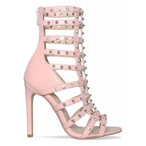 Akila Pink Studded Cage Heels