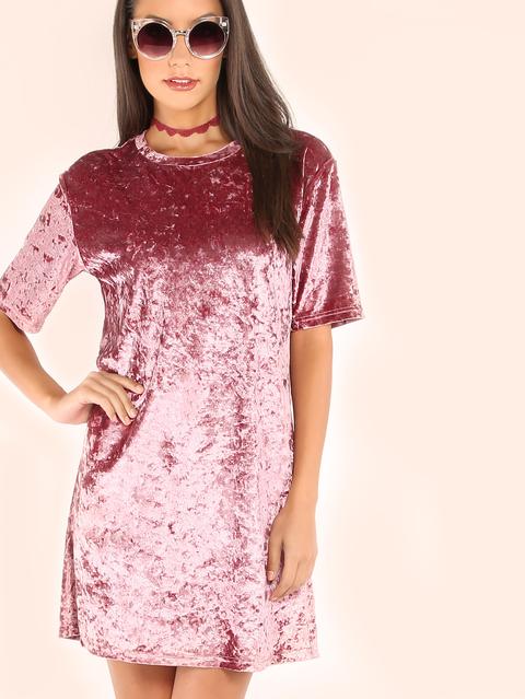 Crushed Velvet T-shirt Dress