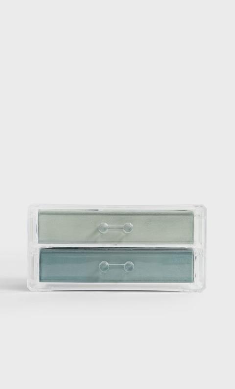 Stradivarius Grande Boîte À Bijoux En Velours Avec Tiroirs Vert D'eau 103