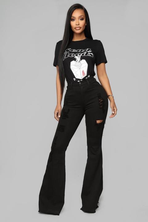 Mind Of Her Own Flare Jeans - Black