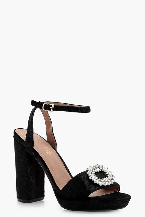 Isla Velvet Embellished Platform Heels