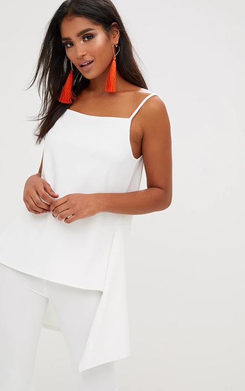 White Longline Waterfall Vest Top, White