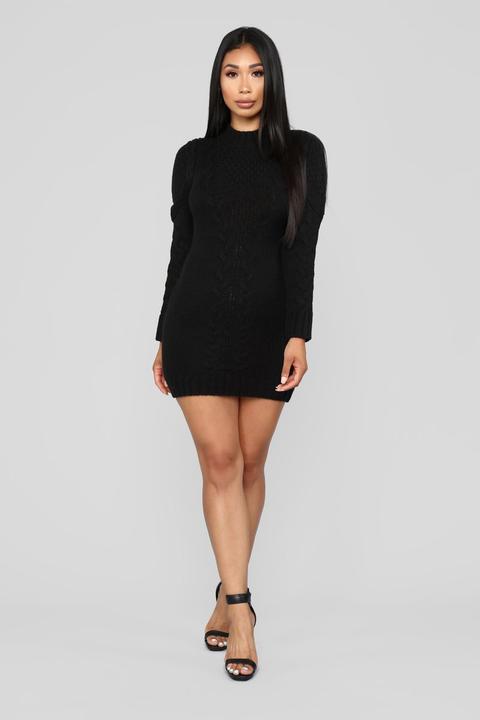 Just In Time Sweater Dress - Black