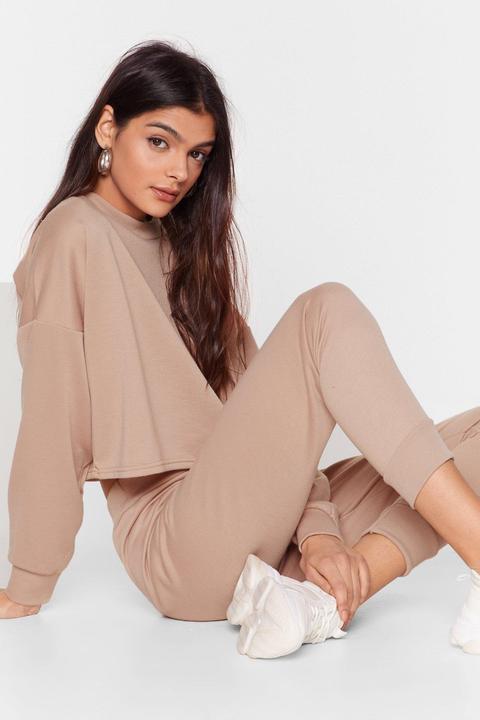 Womens Baggy Cropped Sweatshirt And Joggers Set