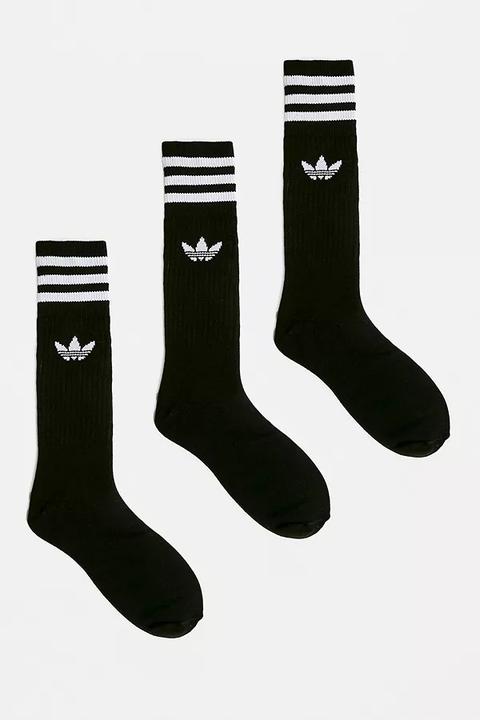 Adidas Black Crew Sport Socks 3-pack - Black All At Urban Outfitters