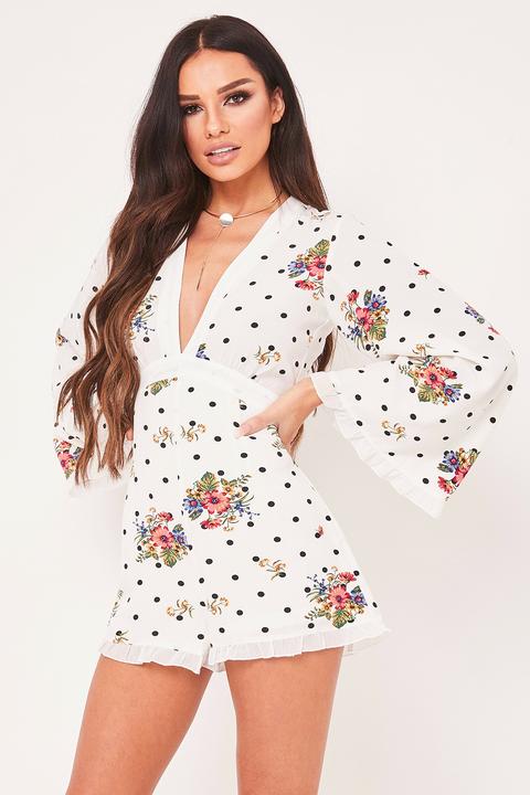 Willow White Floral Polka Dot Playsuit!