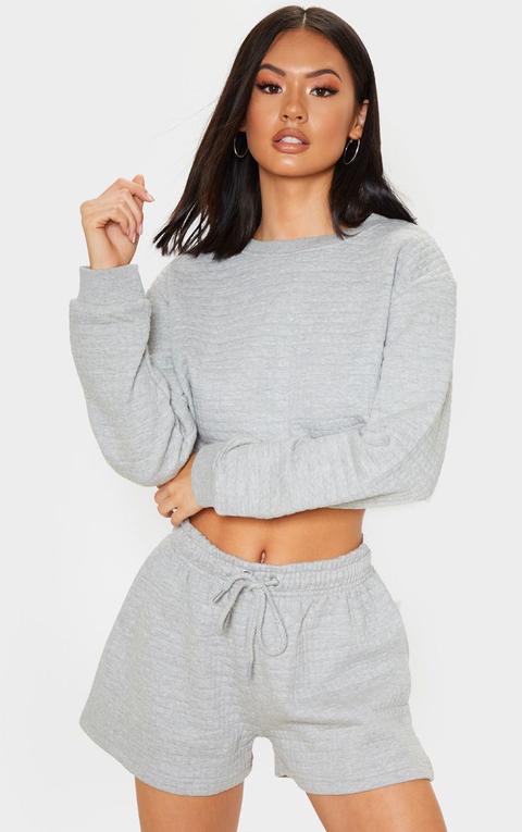 Grey Textured Sweat Short