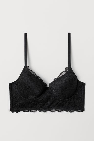 H & M - Reggiseno Imbottito In Pizzo - Nero