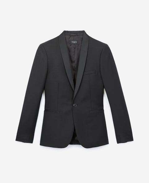 Veste Laine Noire À Col Châle