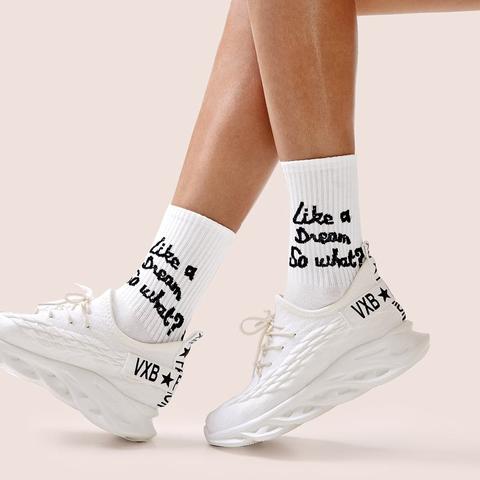 Slogan Pattern Socks 1pair