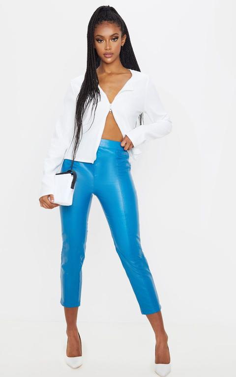 blue leather trousers