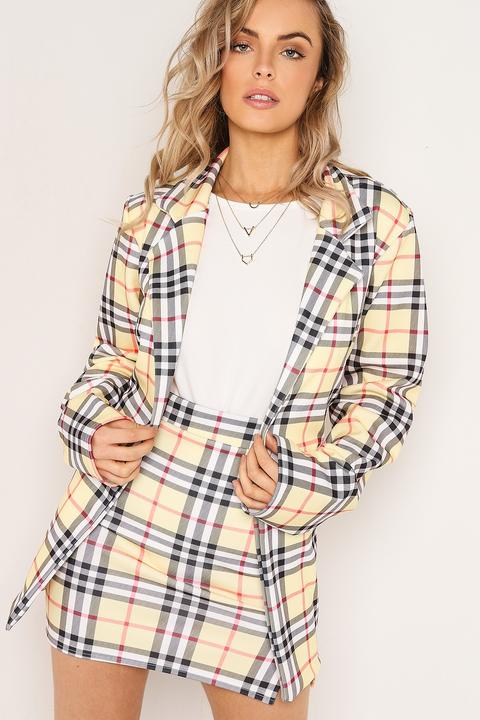 Yellow Check Longline Blazer