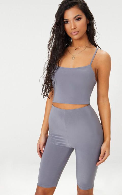 Grey Slinky Longline Cycle Short