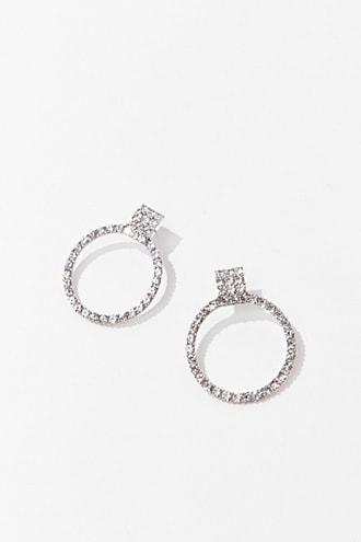 Forever 21 Rhinestone Drop Earrings , Silver/clear