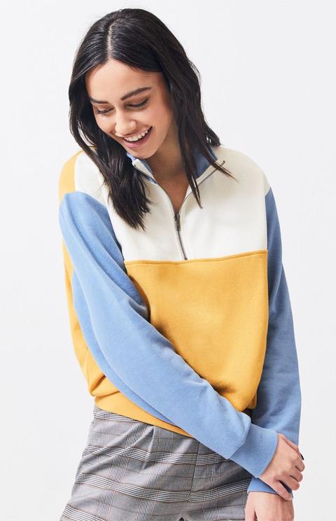 La hearts colorblocked store half zip sweatshirt