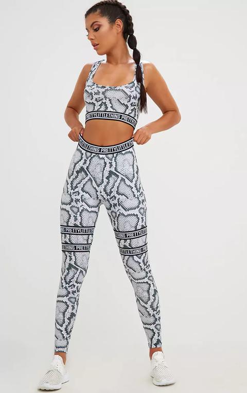 Prettylittlething Snake Banded Leggings, White