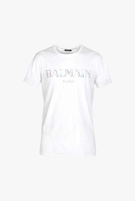 Camiseta De Algodón Con Logotipo Holográfico De Balmain