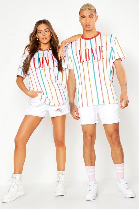 Pride Loose Fit Stripe T-shirt With Love Print