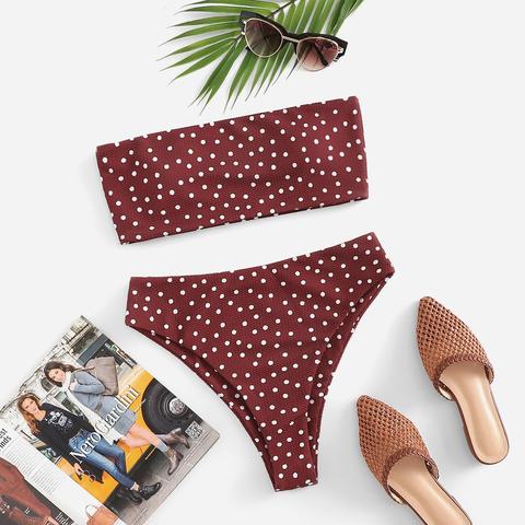 Set Bikini Bandana Stampato A Pois Casuali