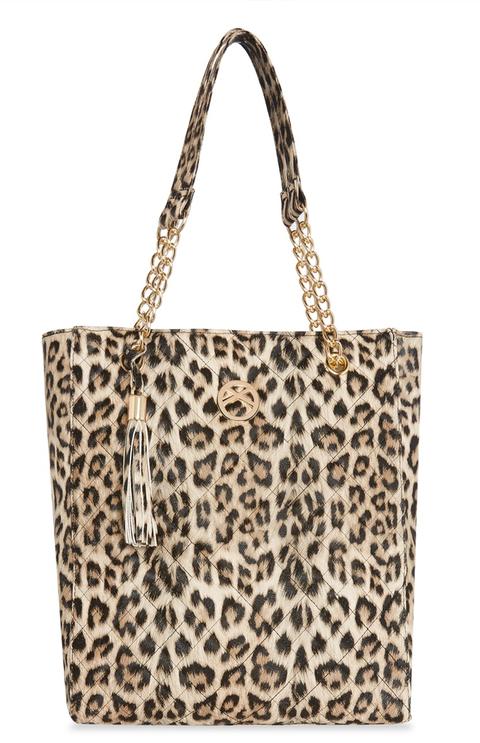 Leopard Print Quilted Shopper Tote