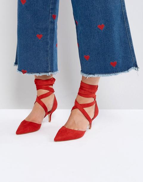 Zapatos De Tacón Bajo En Rojo Con Tira Al Tobillo Tanisha De Raid