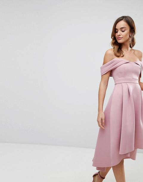 Asos - Vestito Midi Da Cerimonia Con Scollo Bardot