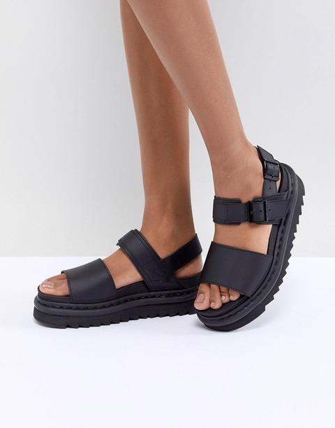 Dr Martens Voss Black Leather Flat Chunky Sandals