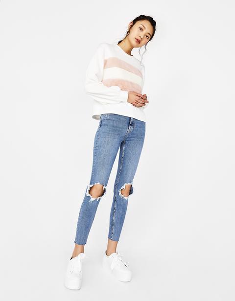 Jeans Skinny Fit Con Strappi