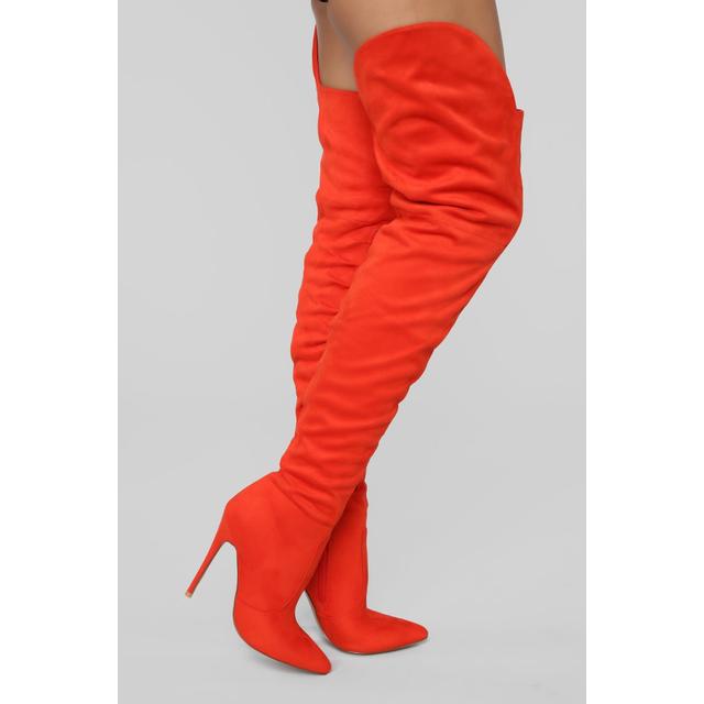 Soft As Suede Thigh High Boot - Orange 